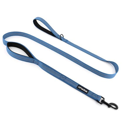 Double Handle Dog Leash 6 FT Reflective 2 Handle Traffic Lead with Padded Grip, Heavy Duty Nylon Leash for Walking Training, for Small Medium Large Dogs, Blue - color: Blue