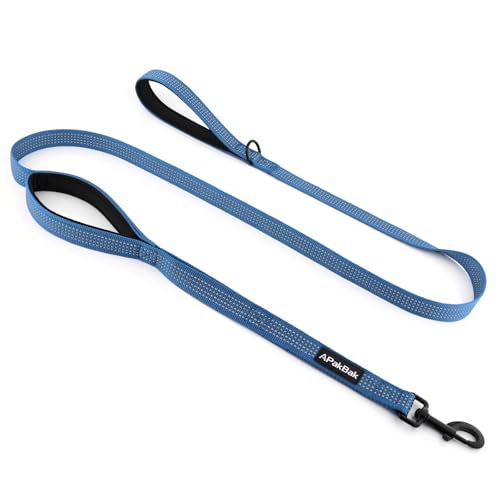 Double Handle Dog Leash 6 FT Reflective 2 Handle Traffic Lead with Padded Grip, Heavy Duty Nylon Leash for Walking Training, for Small Medium Large Dogs, Blue - color: Blue