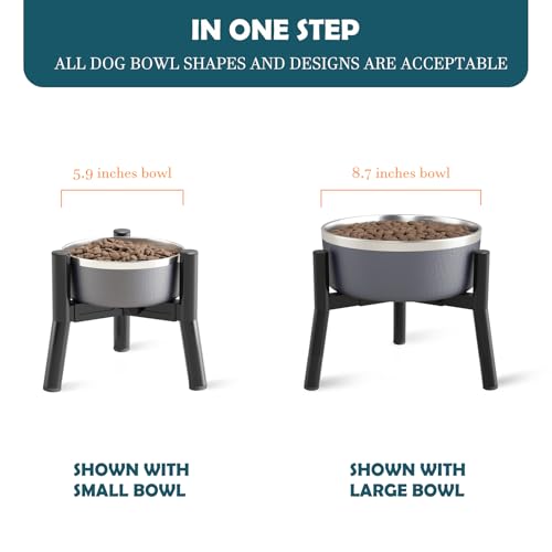 SHAINFUN Adjustable Elevated Dog Bowls Stand Compatible with 5.9 to 8.7 inch Wide Raised Stand with Metal Material for Medium and Small Sized Dogs (Bowl Not Included) - color: Black-HS, size: Height: 7.8", Width: 5.9-8.7"