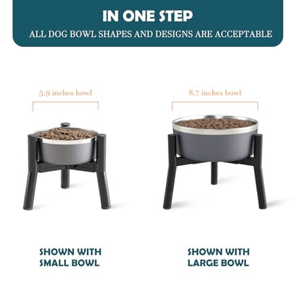 SHAINFUN Adjustable Elevated Dog Bowls Stand Compatible with 5.9 to 8.7 inch Wide Raised Stand with Metal Material for Medium and Small Sized Dogs (Bowl Not Included) - color: Black-HS, size: Height: 7.8", Width: 5.9-8.7"