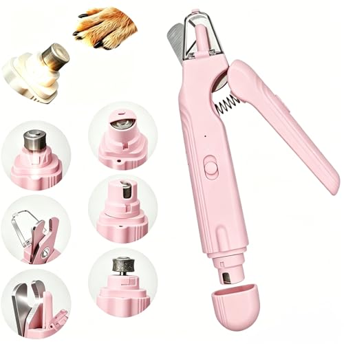 Quiet 2 in 1 Dog Nail Clippers & Cat Claw Trimmers,USB Rechargeable Claw Clippers for Small Medium Dogs and Cats,Cordless Safe Guard Nail Grinder with LED Lights Pink - color: Pink