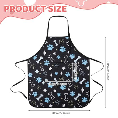 4 Pack Dog Grooming Aprons with 2 Pockets Adjustable Grooming Smock Apron for Dog Groomers Dog Cat Pets Cute Animals Bib Apron