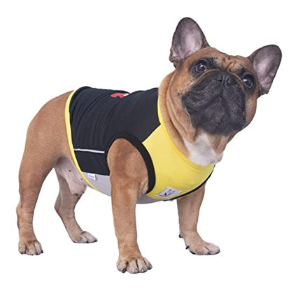 iChoue French Bulldog Summer Cooling Shirt for Dogs UV Sun Protection Vest Sleeveless Stretchy Tank Top English Pug Yellow Black - Large Plus - color: Cooling Shirts Yellow Black, size: Large Plus ( 35 - 45 lbs )