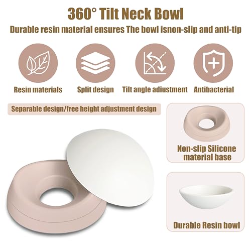 French Bulldog Food Bowl- Slanted Tilted Pug Food Water Bowl,Cat Bowl- Feeder for Frenchie/Shih Tzu/Flat Faced Small Dogs/Puppies/Cats (Lightpink, 4 Cup) - color: Lightpink, size: 4 Cup