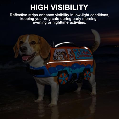 BEAUTYZOO Small Dog Life Jacket, High Flotation Dog Life Vest for Swimming & Boating with Rescue Handle Reflective Stripes,Adjustable Ripstop Dogs Lifejacket for Small Medium Dogs Puppy,Orange Car S - size: Small(Chest Girth: 17"-21")
