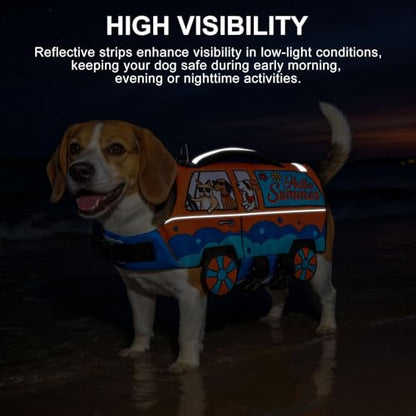 BEAUTYZOO Small Dog Life Jacket, High Flotation Dog Life Vest for Swimming & Boating with Rescue Handle Reflective Stripes,Adjustable Ripstop Dogs Lifejacket for Small Medium Dogs Puppy,Orange Car M - size: Medium(Chest Girth: 19"-24")
