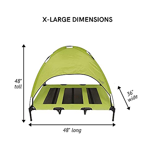 Midlee Green Dog Cot with Canopy (36" x 48") - size: 36" x 48"