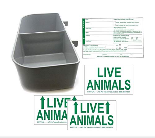 Kennel Travel Kit for Pets - Hook-On Dish & Live Animal Labels (Large) - size: Large (Pack of 1)