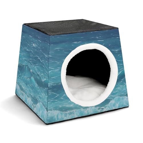 Collapsible Soft Dog Crate Pet Kennel Houses The Deep Ocean Printed Lightweight Travel Crate Kennel Indoor & Outdoor, 13.8"x13.8"x11.8"