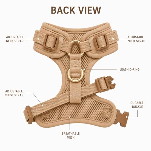 Premium No-Pull Dog Harness Soft Neoprene & Breathable Mesh Vest with Front & Back Clip D-Rings Adjustable Lightweight Walking Harness for Puppies, Small & Medium Dogs (Beige, XXS) - color: Beige, size: XXS: Neck=9.1-13'', Chest=10.6-14.6''
