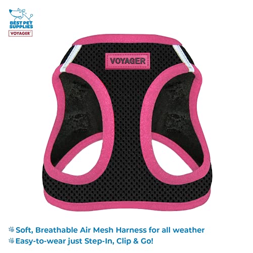 Voyager Step-in Air All Weather Mesh Harness and Reflective Dog 5 ft Leash Combo with Neoprene Handle, for Small, Medium and Large Breed Puppies by Best Pet Supplies - Black, X-Small - color: Leash Harness Set (Pink), size: XS (Chest: 13 - 14.5")