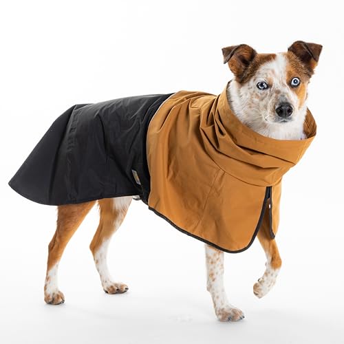 Carhartt Durable Dog Rain Jacket W/Waterproof Storm Defender Material and Adjustable Straps, Carhartt Brown/Black, Medium - size: Medium