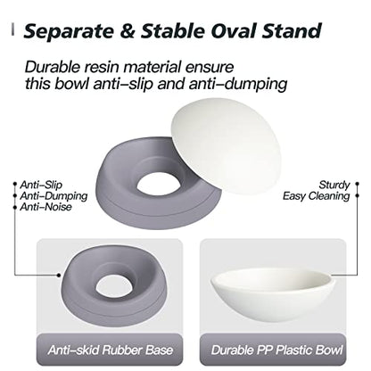 Ravitat 4Pcs Elevated Cat Food Bowl - Adjustable, Anti-Slip & Anti-Noise, Protects Pet's Spine, Thickened Plastic, 17 Oz - color: Light Blue & Pink & Black & Grey