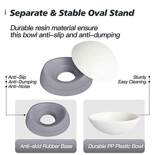 Ravitat 3Pcs Elevated Cat Food Bowl - Adjustable, Anti-Slip & Anti-Noise, Protects Pet's Spine - Thickened Plastic, 17 Oz - color: Light Blue & Black & Grey