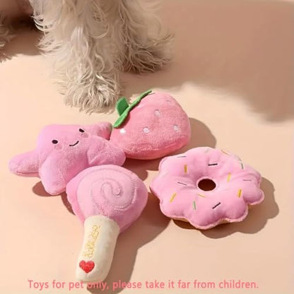 Small Dog Toys, Pink Puppy Toys, 4 Packs Dog Chew Toys for Fun | Dog Squeaky Toys, Plush Small Dog Toys for Dogs
