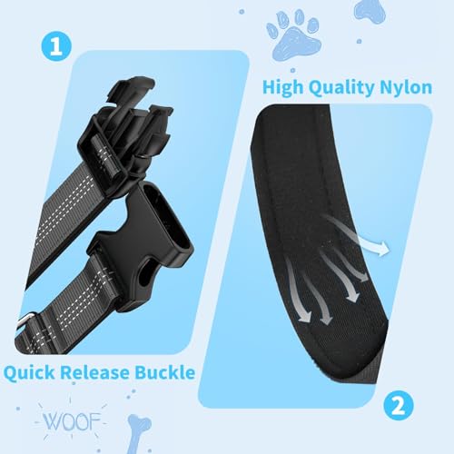 Reflective Dog Collar with Buckle, Heavy Duty Dog Collars with Soft Padded, Adjustable, Ultra-Durable, Pet Collar for Small Medium and Large Dogs (Black, L) - color: Black, size: L (18-26'')