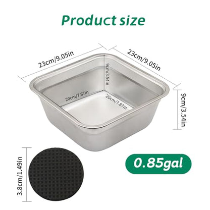 Dog Bowl Stainless Steel Water and Feed Dish with Non-Slip Pads (0.85Gal-1 Set) - size: 0.85Gal-1 Set
