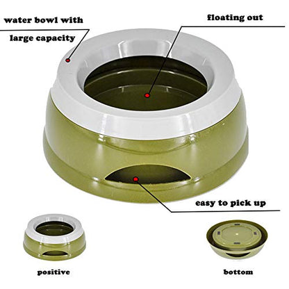 Love Dream No Spill Dog Water Bowl, No Drip Dog Slow Water Feeder No Slip Vehicle Carried Pet Water Dispenser 25 oz with Floating Disk Slow Drinking Bowl for Dogs Cats (Army Green) - color: Army Green