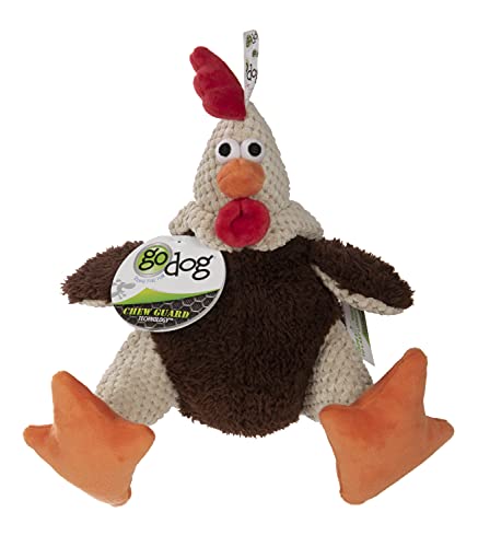 goDog, Checkers Fat Rooster, Squeaker Dog Toy, Chew Resistant, Durable Plush, Soft, Tough, Reinforced Seams, Brown, Large - color: Brown, size: Large