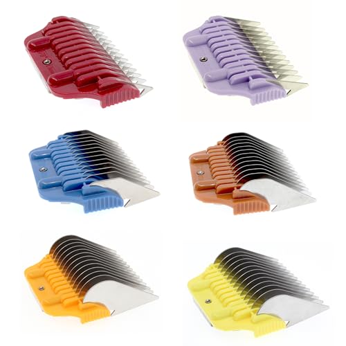 3mm - 19mm Wide Stainless Steel Clipper Guard Attachments for A5 Series | Snap-On/Off Design Combs for Professional Dog Grooming - color: 6Pcs Set(3mm,6mm,10mm,13mm,16mm,19mm)