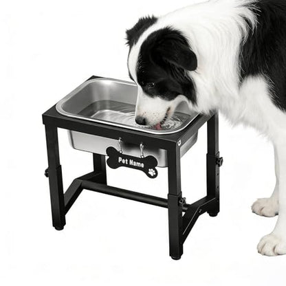 1.2 Gallon Elevated Large Dog Water Bowl, 4 Adjustable Height 7.8'',9.2'',10.6'',12''Raised Stainless Steel Bowl Stand for Small/Medium/Large Breed, Metal Dog Feeding Station for Relief Joint Pressure - size: 1.2 Gallon