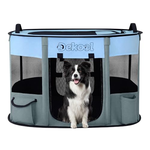 Foldable Dog Cat Playpen, Portable Dog Crate for Puppies, Cat, Puppy Play Pen for Indoors, Kennel Tent Crate for Indoor Outdoor Travel Camping Use with Carrying Case (Blue, M) - color: Blue, style: Medium(31"x23"x21")