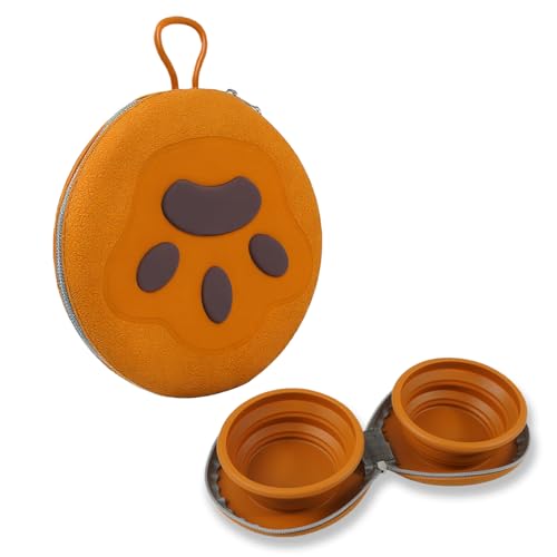 Zegcohjave Collapsible Dog Bowls, 2-in-1 Silicone Portable Dog Food and Water Bowl, Travel Pet Bowls for Dogs & Cats, Ideal for Camping, Hiking and Outdoor Adventures(Brown) - color: brown