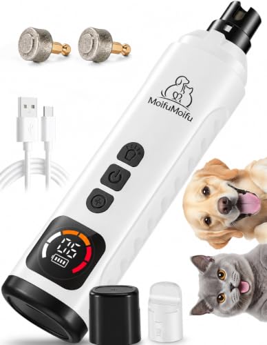 Dog Nail Grinder, Quiet 6-Speed Electric Pet Nail Trimmer with Upgraded Motor, 2 LED Lights, LCD Display, Type-C Charging, 1200mAh Battery, 3 Diamond Grinding Wheels for Dogs and Cats