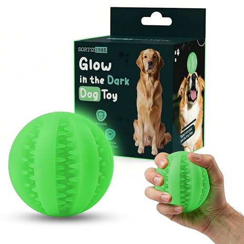 Treat Ball for Dogs, Glowing Dog Ball Toy, Interactive Treat Dispensing Dog Toys for Chewers,dog fetch ball, Glow in The Dark Light Up Ball for Dog, Slow Feeder IQ Training Toy, dog treat toy