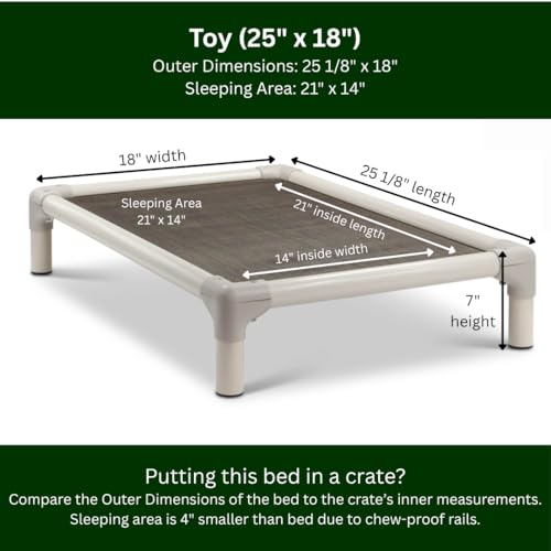 Kuranda Chewproof Elevated Dog Bed – 25" x 18" - Sunsure Textilene - Sierra - color: Sierra, size: Toy