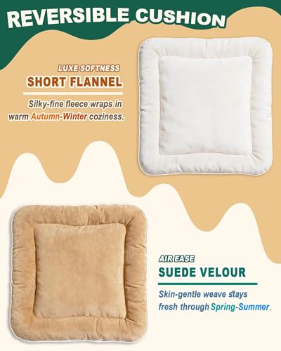 Indoor Dog House, Breeze Pet Tent with Sturdy Frame & Window, Dog Cave Bed with Washable Cover for Small-Medium Dogs (18-40 lb), 25", Cream - size: L (25"×25"×25")