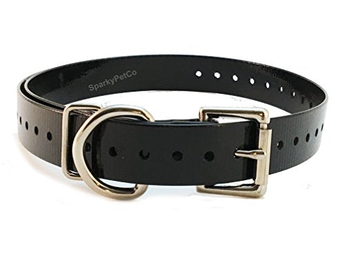 Sparky PetCo 1" Waterproof High Flex Roller Buckle Straps for E Collar Systems (Black) - color: BLACK