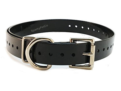 Sparky PetCo 1" Waterproof High Flex Roller Buckle Straps for E Collar Systems (Black) - color: BLACK