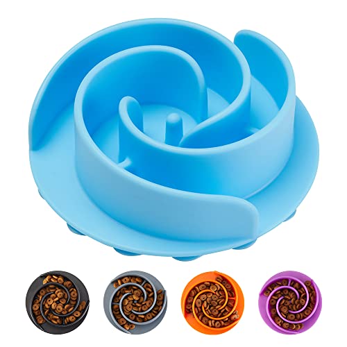 Slow Feeder Dog Bowls Insert, Animire Soft Silicone Slow Eating Dog Food Bowl for Small, Medium and Large Dogs, Compatible with Regular and Elevated Bowls - color: Blue, size: M
