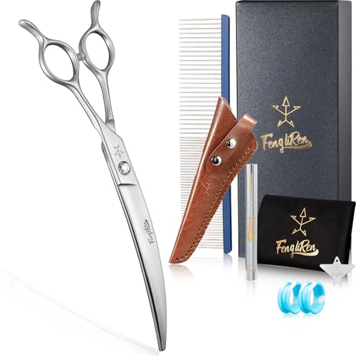High-end Professional Dog Grooming Curved Scissors Pet Curved Shears 8 Inches Extremely Very Sharp Made Of Stainless Steel Alloy By Hand For Dog Cat Groomer - style: 8inch Curved Shears