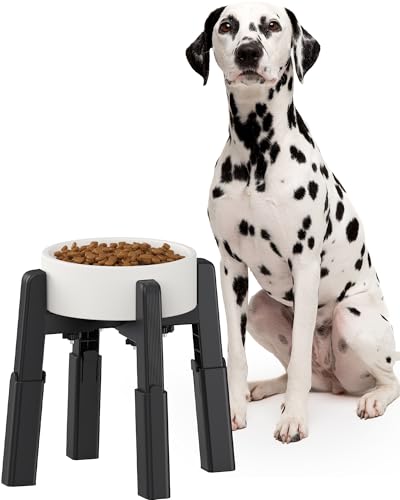CZPET Dog Bowl Stand with Adjustable Height and Width [Stand Only], Single Raised Pet Water & Food Feeder for Medium & Large Dogs, Stable and Anti-Slip Eelvated Bowl - size: H: 6.3-10.6''; W: 6.1-10.4''
