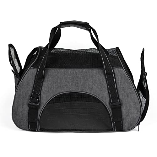 Dogline Carrier Bag Airline Approved Carrier for Dogs and Cats, Size M, Grey - color: Grey, size: H 13" x W 9" x L 21"