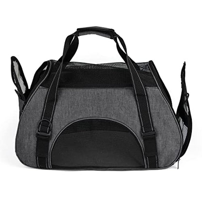 Dogline Carrier Bag Airline Approved Carrier for Dogs and Cats, Size M, Grey - color: Grey, size: H 13" x W 9" x L 21"