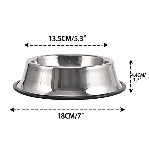 2Packs Stainless Steel Dog Bowl with Anti-Skid Rubber Base for Small/Medium/Large Pet, Perfect Dish, Pets Feeder and Water Choice Puppy Cat Kitten (8oz) - size: 8oz