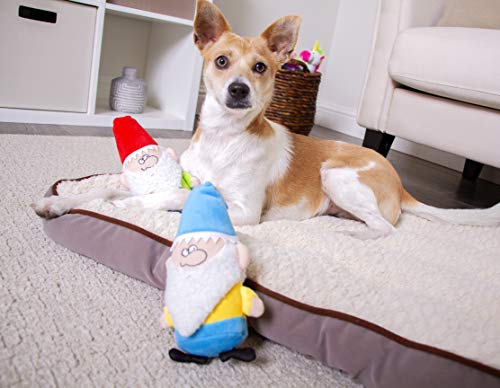 goDog (2 Count) Magical Creatures Garden Gnome Squeaky Plush Dog Toy, Chew Guard Technology - Red/Blue, Small - size: Small, style: Garden Gnomes, 2-Pack