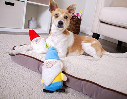 goDog (2 Count) Magical Creatures Garden Gnome Squeaky Plush Dog Toy, Chew Guard Technology - Red/Blue, Small - size: Small, style: Garden Gnomes, 2-Pack