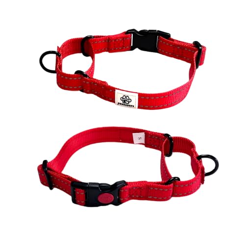 No Pull Martingale Dog Collar with Safety Lock Buckle, Quick-On Design, Gentle Control, Reflective Webbing, Adjustable Training Collar for Small Medium Large Dogs (Red, XS) - color: Red, size: XS