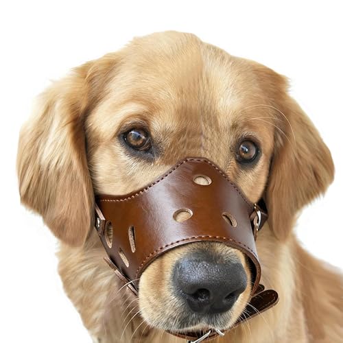 Soft PU Leather Dog Muzzles for Small Medium Large Dogs,Ajustable Breathable Dog Mouth Guard Cover to Prevent Biting Barking Chewing (Brown, 1#XS) - color: Brown, size: 1#XS