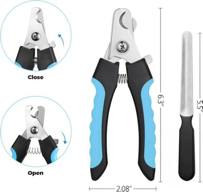 Dog Nail Clippers and Trimmers for Large Breed - Professional Cat Nail Clipper with Quick Sensor, Safety Guard and Nail File