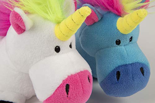 goDog (2 Count) Magical Creatures Unicorn Squeaky Plush Dog Toy, Chew Guard Technology - Blue/White, Small - size: Small, style: Unicorns, 2-Pack