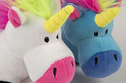 goDog (2 Count) Magical Creatures Unicorn Squeaky Plush Dog Toy, Chew Guard Technology - Blue/White, Small - size: Small, style: Unicorns, 2-Pack