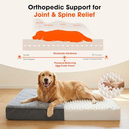 Waterproof Dog Bed for Crate, Chew Proof Orthopedic Crate Pad, Reversible Heavy Duty Oxford & Sherpa Egg Crate Foam Pet Mat for Indoor/Outdoor - size: X- Large (41*27*3.5)