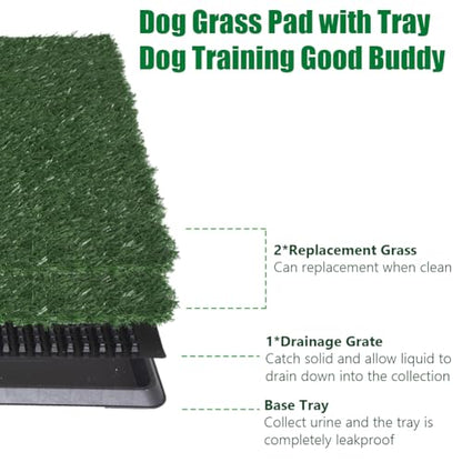 LITA Dog Grass Pad with Tray - Dog Litter Box with 2 Artificial Grass Pads - Potty Tray for Balcony Apartment Indoor Outdoor Use - 20x30 INCH - size: 20*30 INCH