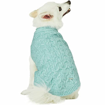Blueberry Pet Classic Fuzzy Knit Dog Sweater, Crew-Neck Pullover in Heathered Jade, Christmas Style, 10” Back Length, Super-Soft & Cozy - color: Heathered Jade, Crew-neck, size: 10 inch