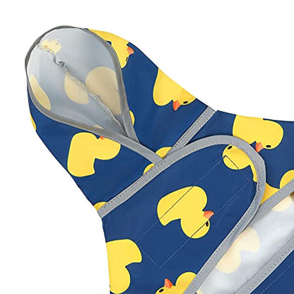 Dog Raincoat, Waterproof Dog Rain Jacket with Hood, Adjustable Rain Coat Poncho with Reflective Strips & Leash Hole for Large Medium Small Dogs Puppies, Lightweight Pet Clothes - color: Navy Blue Duck, size: Large